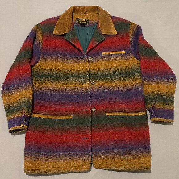 Eddie Bauer Jackets & Blazers - VTG Eddie Bauer Jacket Medium Multicolor Southwestern Ranch Coat Wool Striped